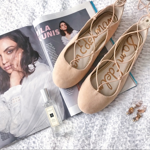 Sam Edelman Shoes - SAM EDELMAN Flynt Suede Lace Up Ballet Flats New!